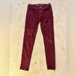 American Eagle Outfitters Burgundy Skinny Jeans